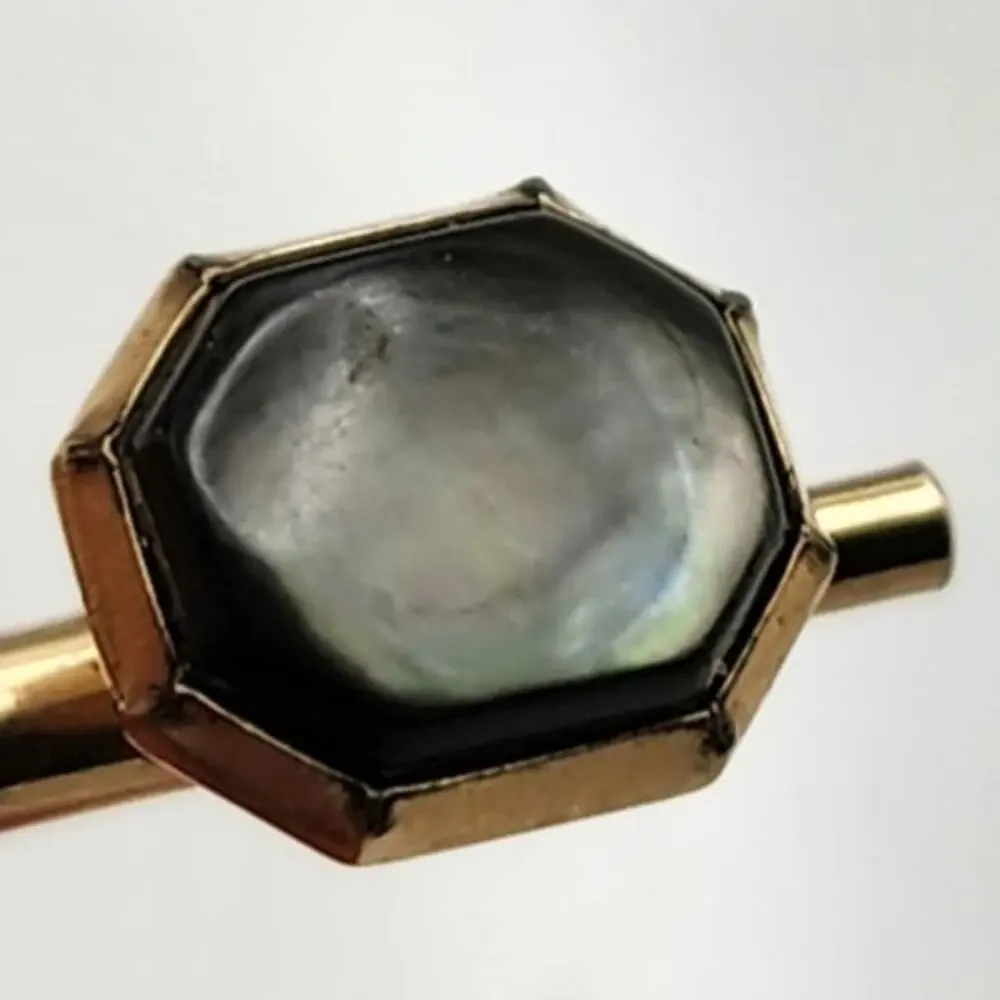 18K Gold Plated Antique Vintage Swank Abalone Tuxedo Shirt Studs
